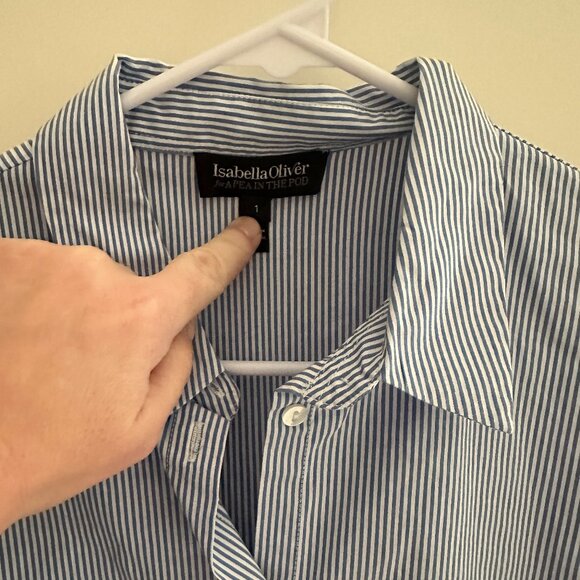 Isabella Oliver maternity striped button down with tie - Picture 4 of 6